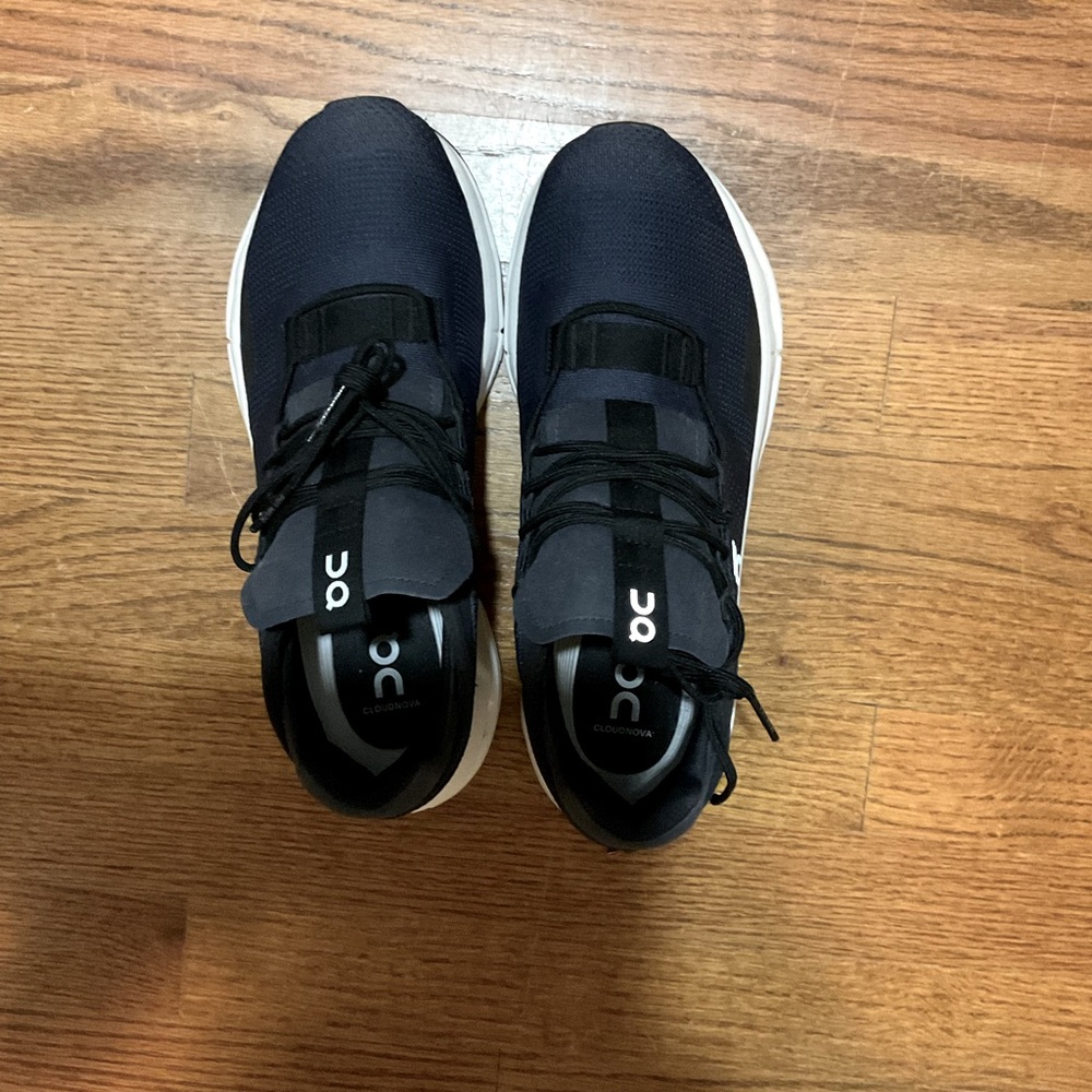 On Running Navy, Black and White Sneakers